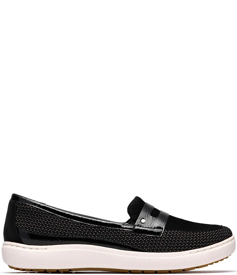 Clarks Nalle Glide Woven Nubuck Suede Penny Loafers