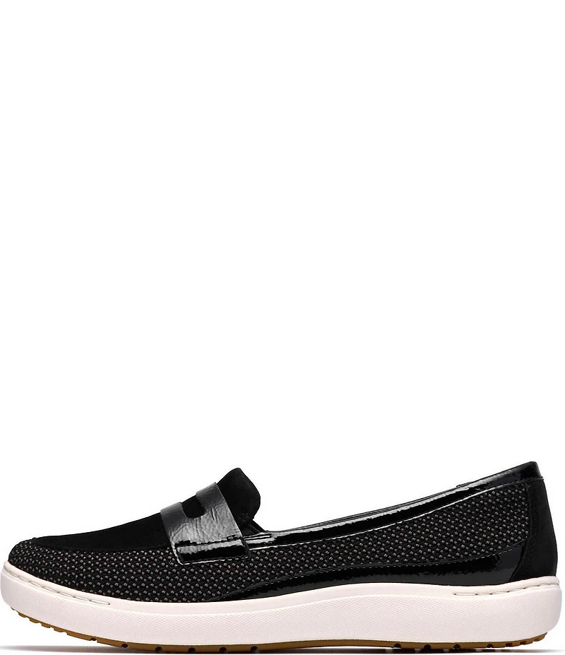 Clarks Nalle Glide Woven Nubuck Suede Penny Loafers