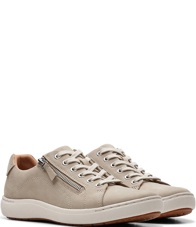 Clarks Artisan Nalle Nubuck Suede Side Zip Lace-Up Sneakers