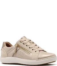 Clarks Artisan Nalle Zen Metallic Leather Lace Up Zip Sneakers