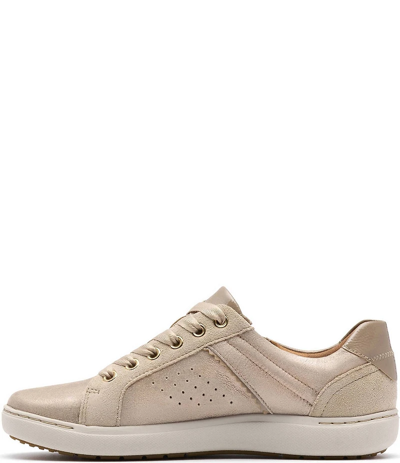 Clarks Artisan Nalle Zen Metallic Leather Lace Up Zip Sneakers