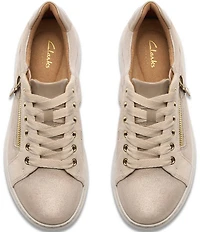 Clarks Artisan Nalle Zen Metallic Leather Lace Up Zip Sneakers