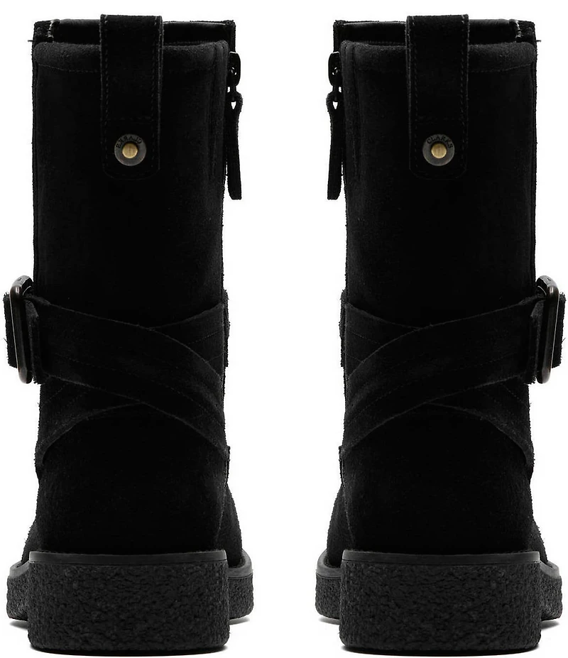 Clarks Artisan Nella Mid Suede Buckle Strap Booties