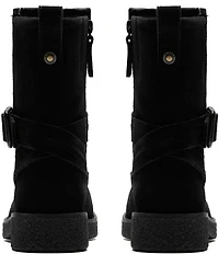 Clarks Artisan Nella Mid Suede Buckle Strap Booties