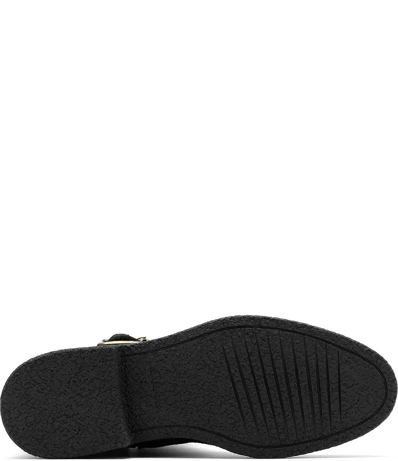 Clarks Artisan Nella Mid Suede Buckle Strap Booties