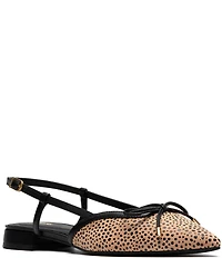 Clarks Signature Sensa 15 Bow Cheetah Print Suede Pointed Toe Slingback Dress Flats