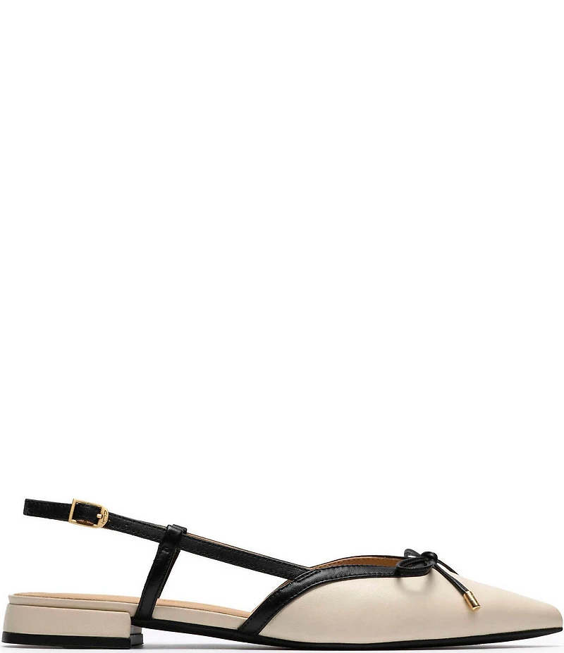 Clarks Sensa15 Bow Leather Pointed Toe Slingback Dress Flats