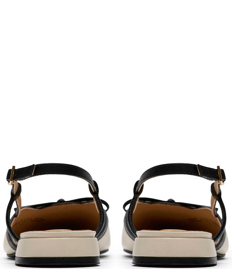 Clarks Sensa15 Bow Leather Pointed Toe Slingback Dress Flats