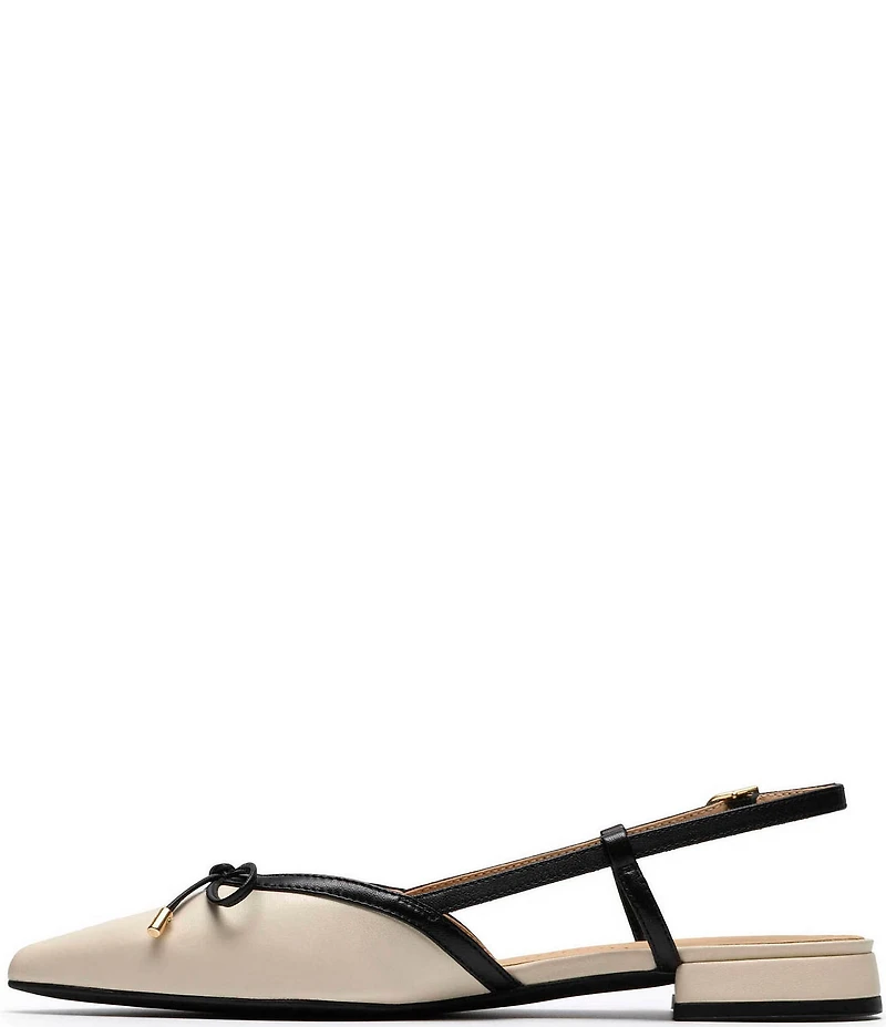 Clarks Sensa15 Bow Leather Pointed Toe Slingback Dress Flats