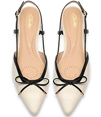 Clarks Sensa15 Bow Leather Pointed Toe Slingback Dress Flats