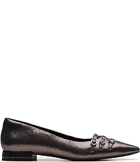 Clarks Signature Sensa15 Strap Embossed Leather Pointed Toe Flats