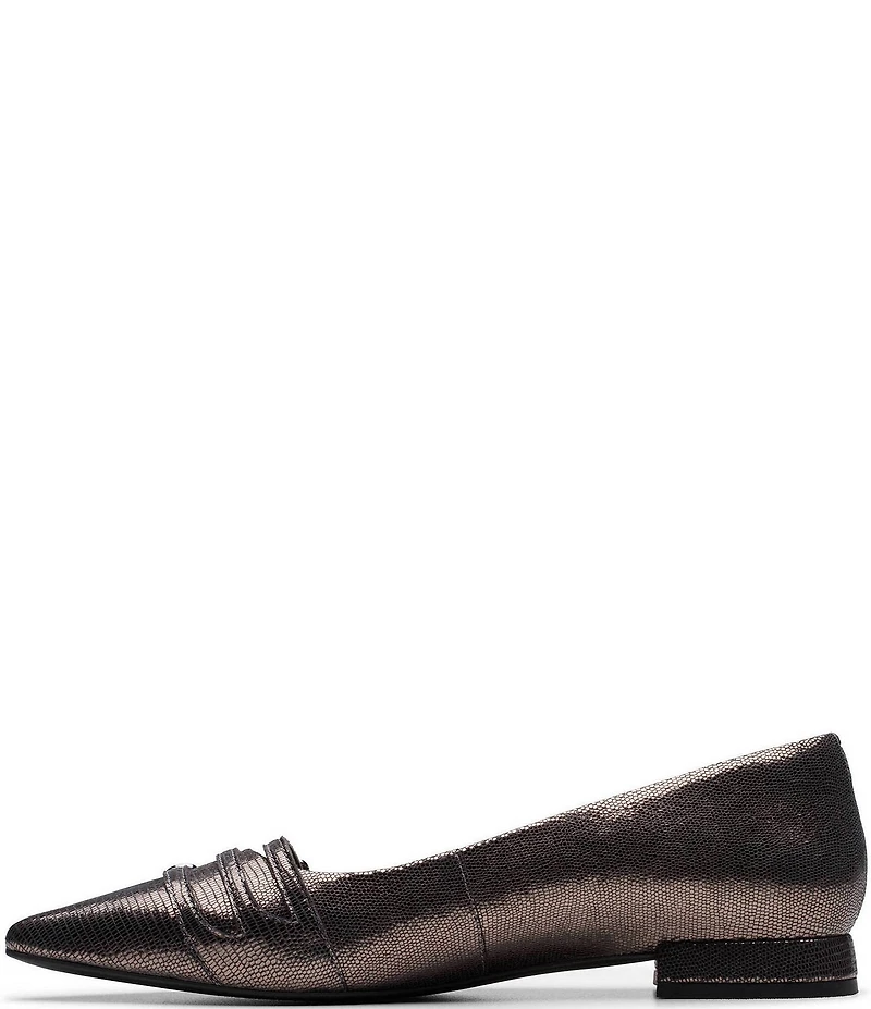 Clarks Signature Sensa15 Strap Embossed Leather Pointed Toe Flats