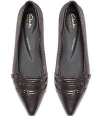 Clarks Signature Sensa15 Strap Embossed Leather Pointed Toe Flats