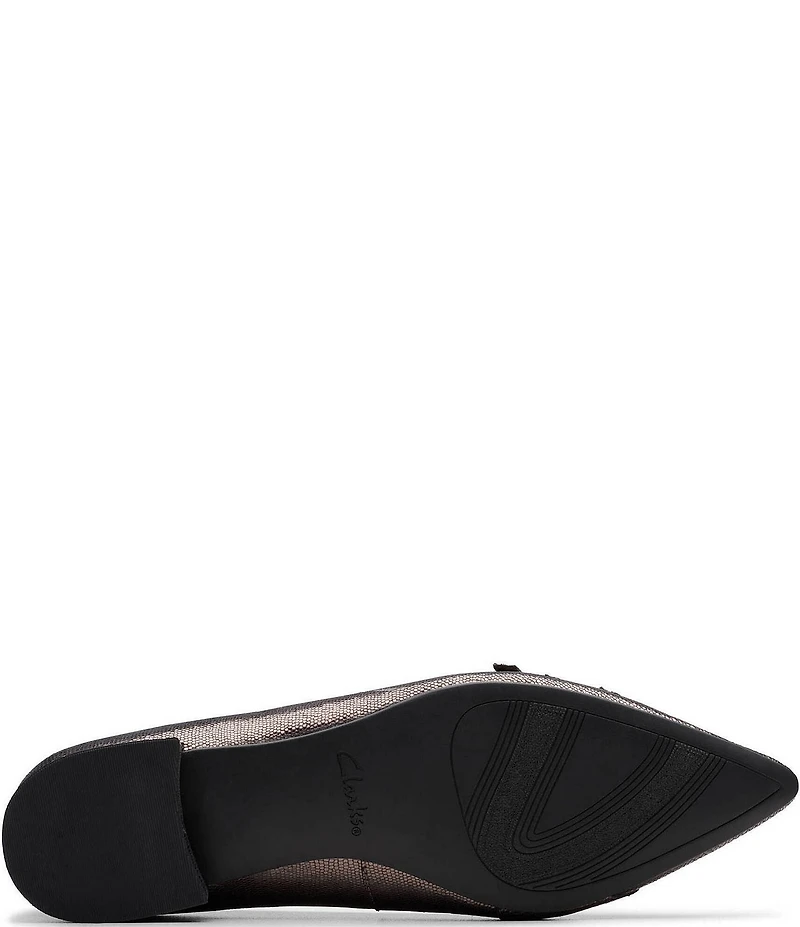Clarks Signature Sensa15 Strap Embossed Leather Pointed Toe Flats