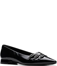 Clarks Signature Sensa15 Strap Patent Leather Buckle Hardware Pointed Toe Flats