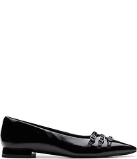 Clarks Signature Sensa15 Strap Patent Leather Buckle Hardware Pointed Toe Flats