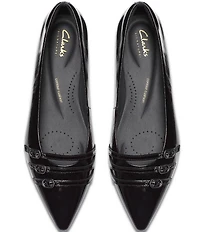 Clarks Signature Sensa15 Strap Patent Leather Buckle Hardware Pointed Toe Flats