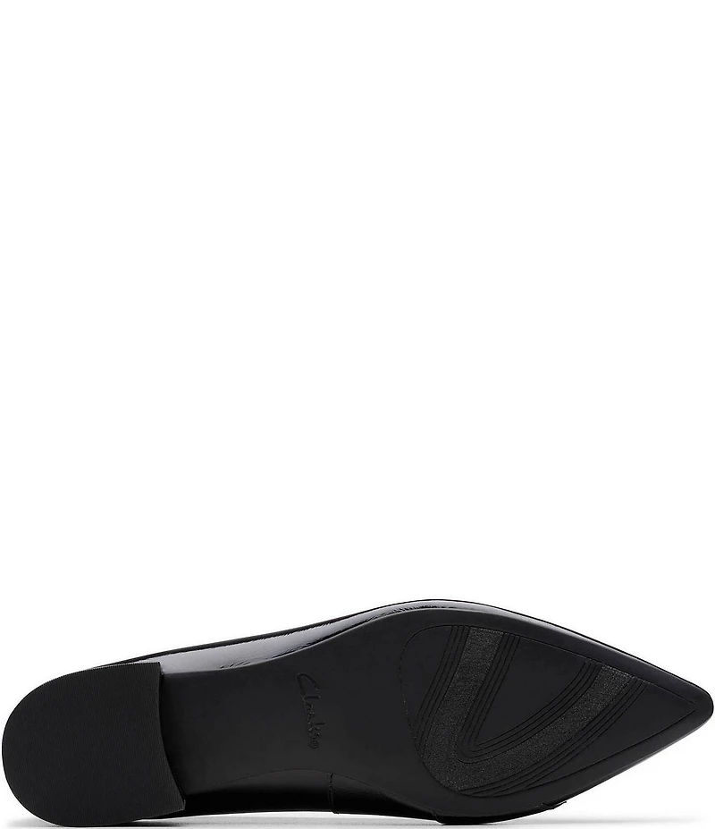 Clarks Signature Sensa15 Strap Patent Leather Buckle Hardware Pointed Toe Flats