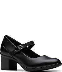 Clarks Artisan Shaya Jane Leather Block Heel Mary Jane Pumps