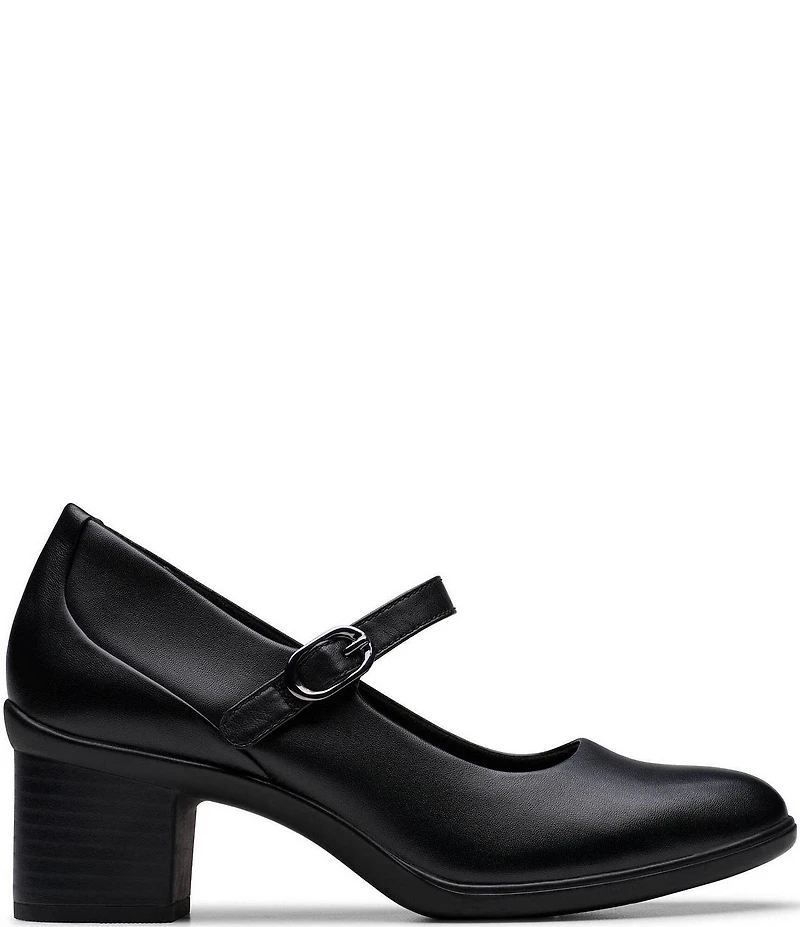 Clarks Artisan Shaya Jane Leather Block Heel Mary Jane Pumps
