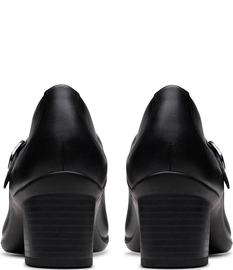 Clarks Artisan Shaya Jane Leather Block Heel Mary Jane Pumps