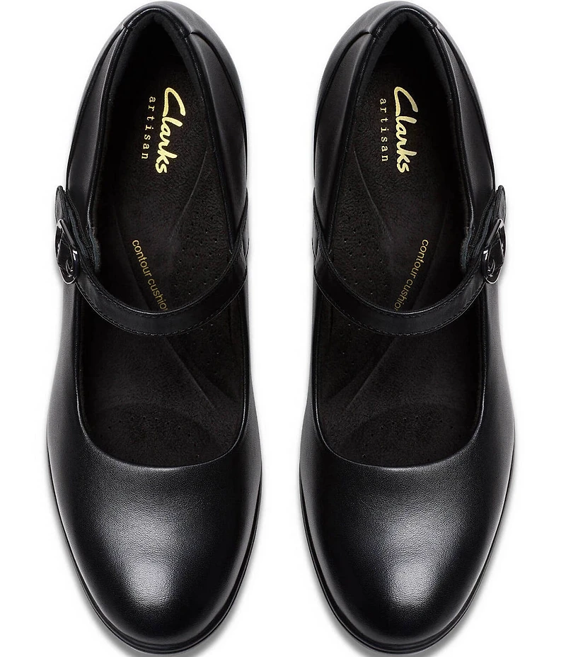 Clarks Artisan Shaya Jane Leather Block Heel Mary Jane Pumps