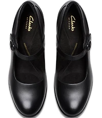 Clarks Artisan Shaya Jane Leather Block Heel Mary Jane Pumps