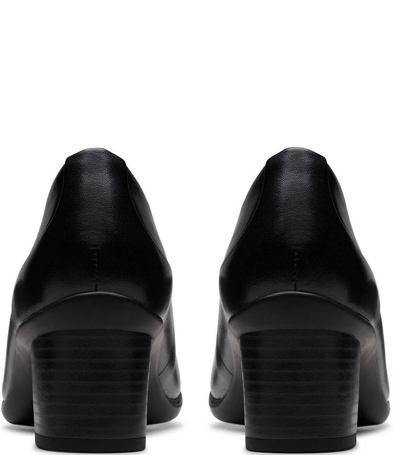 Clarks Artisan Shaya Poppy Leather Block Heel Pumps