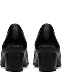 Clarks Artisan Shaya Poppy Leather Block Heel Pumps