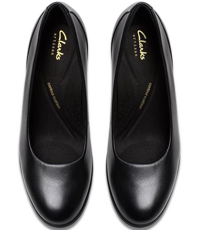 Clarks Artisan Shaya Poppy Leather Block Heel Pumps