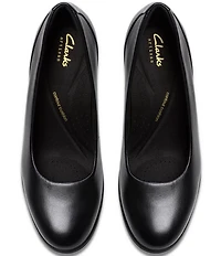 Clarks Artisan Shaya Poppy Leather Block Heel Pumps