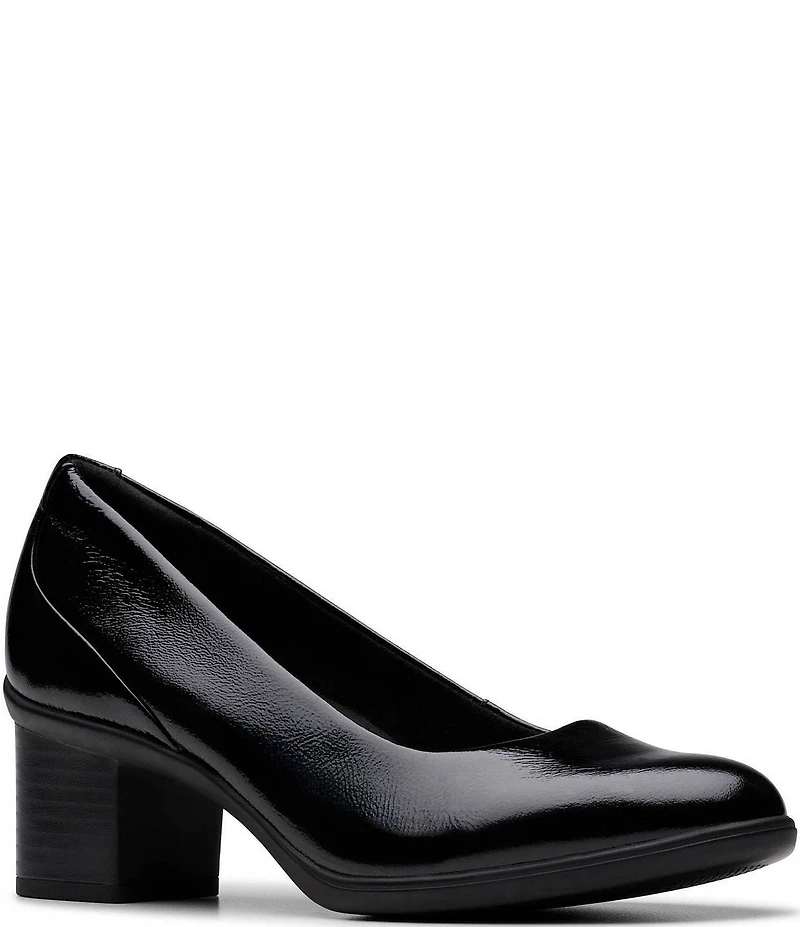 Clarks Artisan Shaya Poppy Patent Leather Block Heel Pumps