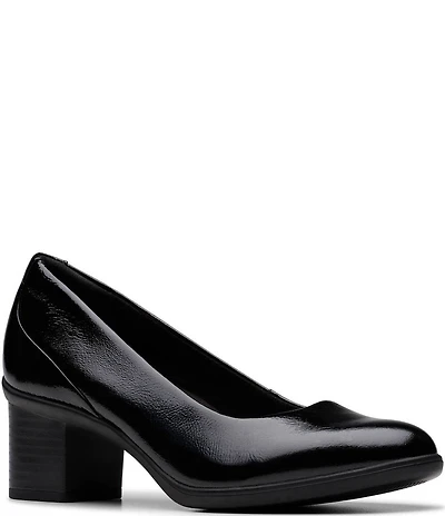 Clarks Artisan Shaya Poppy Patent Leather Block Heel Pumps