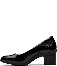Clarks Artisan Shaya Poppy Patent Leather Block Heel Pumps