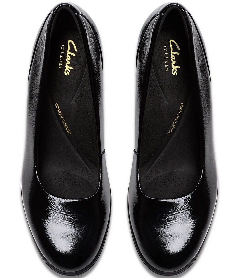 Clarks Artisan Shaya Poppy Patent Leather Block Heel Pumps