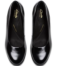 Clarks Artisan Shaya Poppy Patent Leather Block Heel Pumps