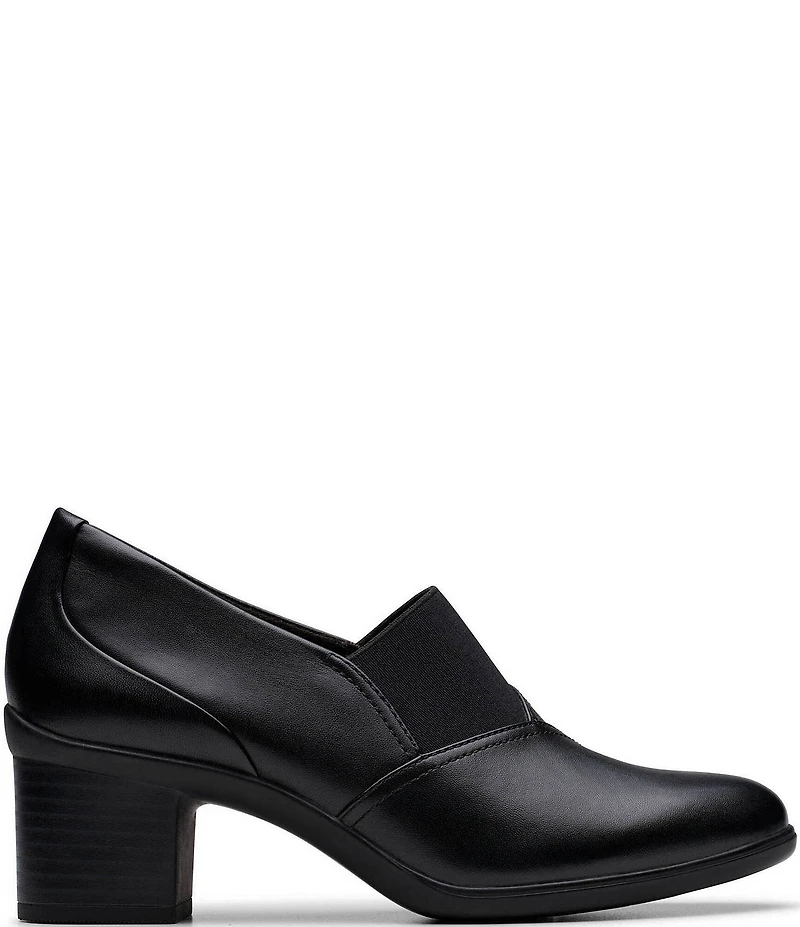 Clarks Artisan Shaya Tess Leather Block Heel Pumps