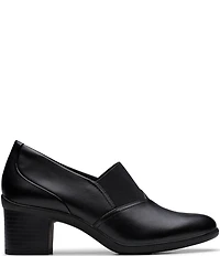 Clarks Artisan Shaya Tess Leather Block Heel Pumps