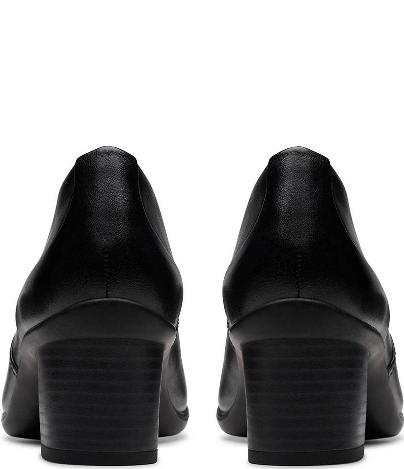 Clarks Artisan Shaya Tess Leather Block Heel Pumps