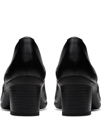 Clarks Artisan Shaya Tess Leather Block Heel Pumps