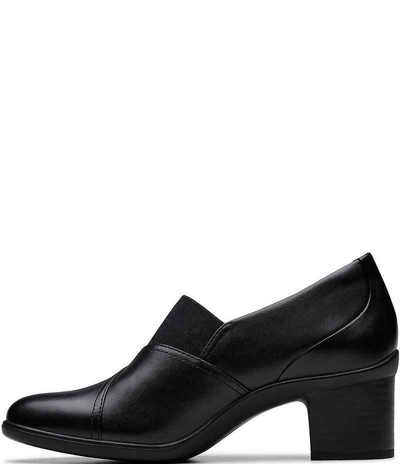 Clarks Artisan Shaya Tess Leather Block Heel Pumps