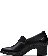Clarks Artisan Shaya Tess Leather Block Heel Pumps
