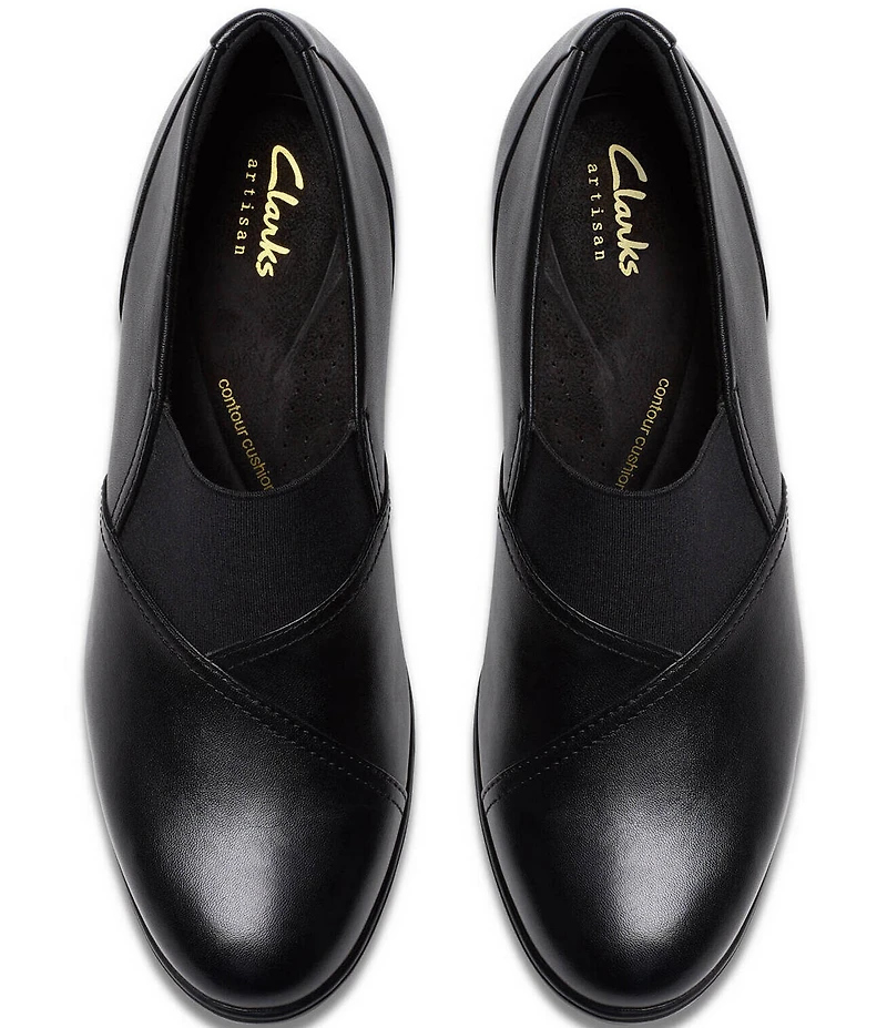 Clarks Artisan Shaya Tess Leather Block Heel Pumps