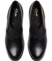 Clarks Artisan Shaya Tess Leather Block Heel Pumps