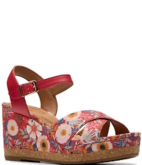 Clarks Signature Chicly Floral Print Platform Wedge Sandals