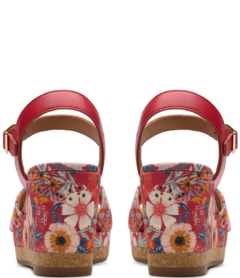 Clarks Signature Chicly Floral Print Platform Wedge Sandals