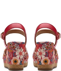 Clarks Signature Chicly Floral Print Platform Wedge Sandals