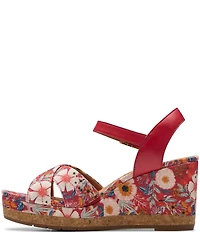 Clarks Signature Chicly Floral Print Platform Wedge Sandals