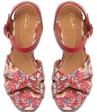 Clarks Signature Chicly Floral Print Platform Wedge Sandals