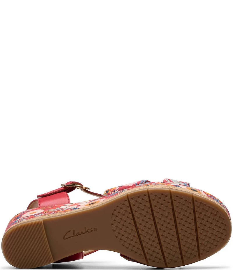 Clarks Signature Chicly Floral Print Platform Wedge Sandals